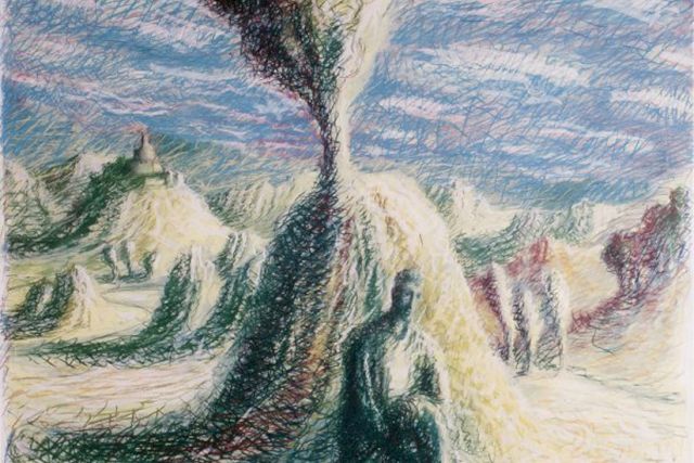 Claudio Cosma’s first artwork, ’Figura nel paesaggio’ by Lorenzo Bonechi, 1982 (detail)