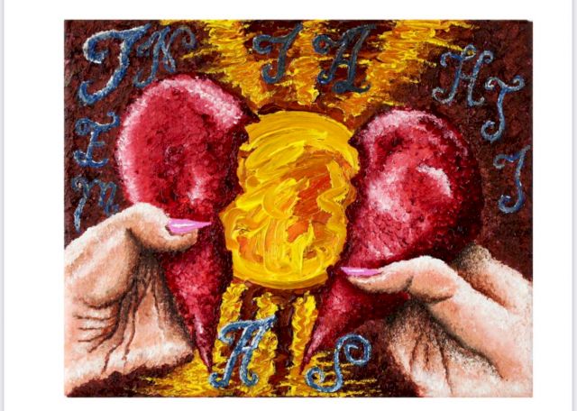 India Nielsen ...and words are futile devices (HSEMINIAATI) 2021 oil on canvas 25,4 × 20,3 cm