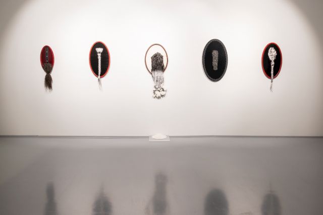 Installation View of Sethembile Msezane's work in the exhibition 'Two Together'. 2019. Image Credit: Dillon Marsh.