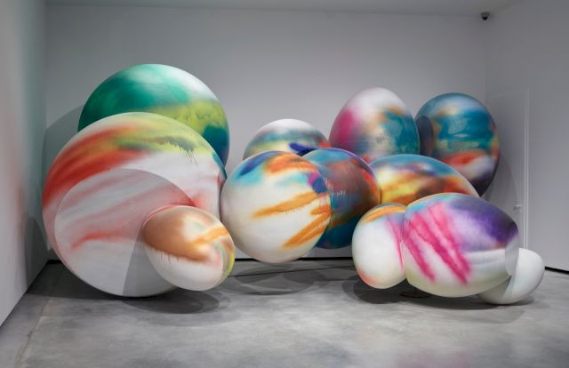 Exhibition View - Faux Rocks (2006) Katharina Grosse at Museum of Contemporary Art Helga de Alvear, Photo: Joaquín Cortés