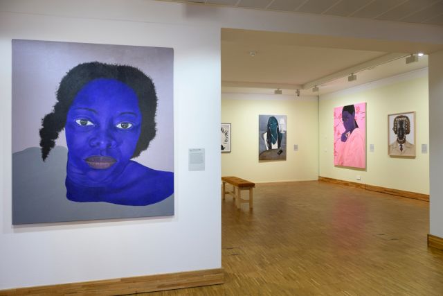 Artworks from left to right: Stacy Gillian Abe (2022), Annan Affottey (2021), Dankyi Mensah (2022), Edson Chagas (2014). Courtesy Kunsthal KAdE Amersfoort, Africa Supernova, 2023, Photo: Peter Cox