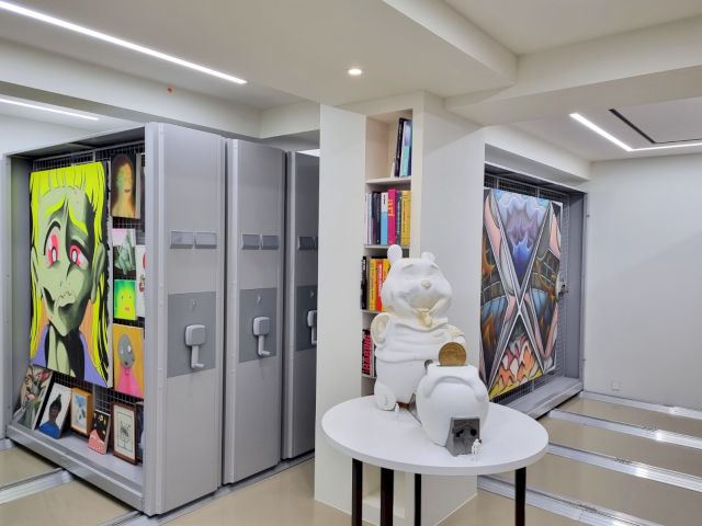 Storage space of the collection with Simon Fujiwara’s It’s a Small World (Bank), 2019 © JaeMyung Noh