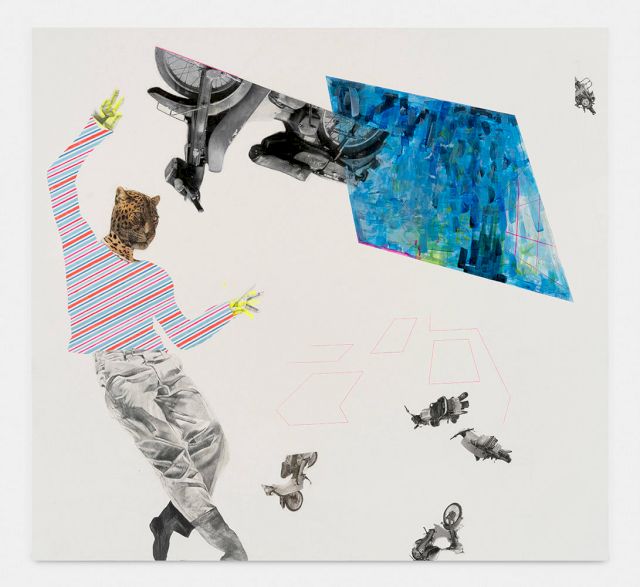 RUBY ONYINYECHI AMANZE THERE ISN'T A DAY WE WON'T FIND THE DANCE :: AUDRE + BIKES + POOL + ARCHITECTURE, 2023 INK, GRAPHITE, PHOTO TRANSFERS ON PAPER (182 X 197 cm) © JaeMyung Noh