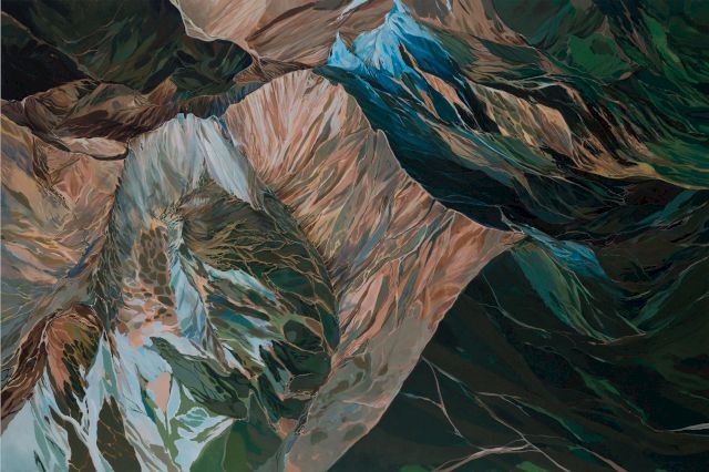 Said Afifi, Géomorphologie d'un exo-paysage, Relevé 6, 2021. Acrylic on canvas. Courtesy of MACAAL and the artist