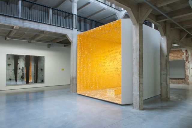 (l–r) Rashid Johnson, ‘What Comes Funky’, 2012; James Lee Byars, ’The Death of James Lee  Byars’, 1994