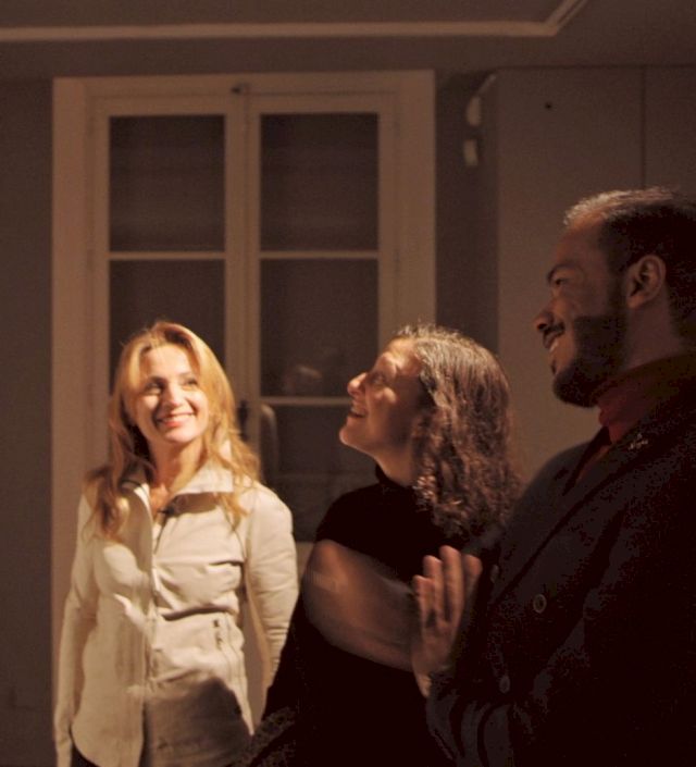 Estelle Francès, Francesca Gavin and Badr Daou with work by Kader Attia, The Francès Foundation, Senlis, 2019 (screenshot)